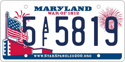 MD license plate 5AF5819