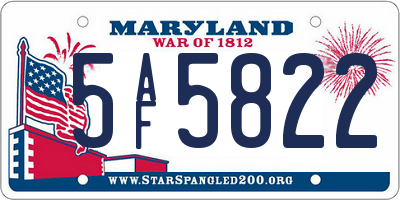 MD license plate 5AF5822