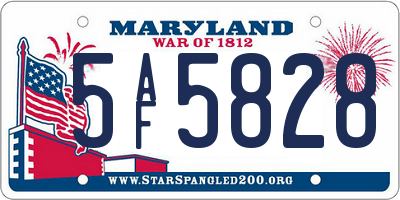 MD license plate 5AF5828