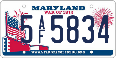 MD license plate 5AF5834