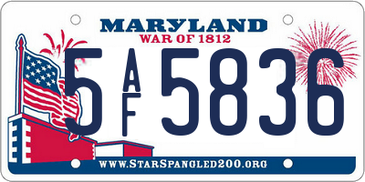 MD license plate 5AF5836