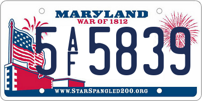MD license plate 5AF5839