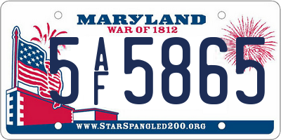 MD license plate 5AF5865