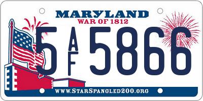 MD license plate 5AF5866
