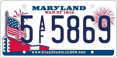 MD license plate 5AF5869
