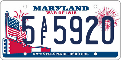 MD license plate 5AF5920