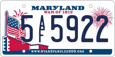 MD license plate 5AF5922