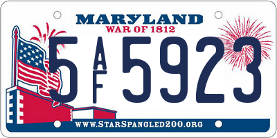 MD license plate 5AF5923