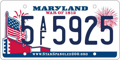 MD license plate 5AF5925