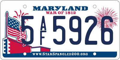 MD license plate 5AF5926