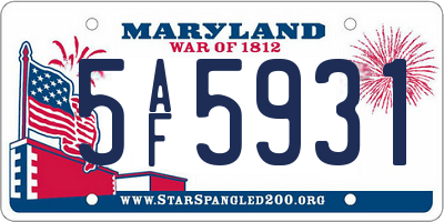 MD license plate 5AF5931