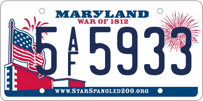 MD license plate 5AF5933