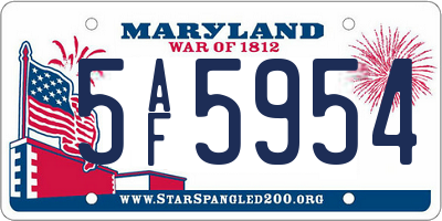 MD license plate 5AF5954
