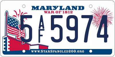 MD license plate 5AF5974