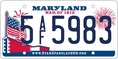 MD license plate 5AF5983