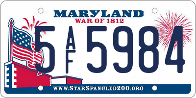 MD license plate 5AF5984