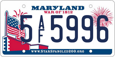 MD license plate 5AF5996
