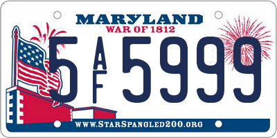 MD license plate 5AF5999