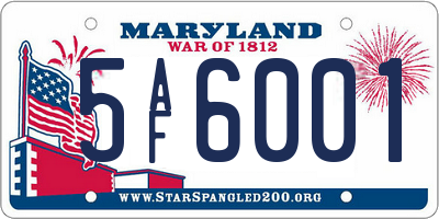 MD license plate 5AF6001