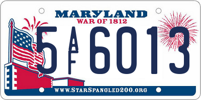 MD license plate 5AF6013
