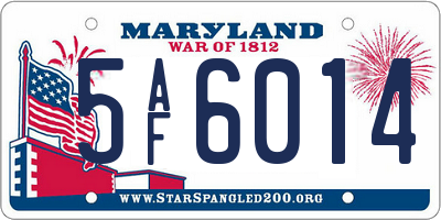 MD license plate 5AF6014