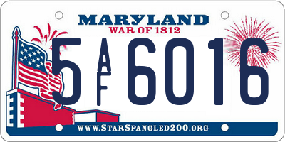MD license plate 5AF6016