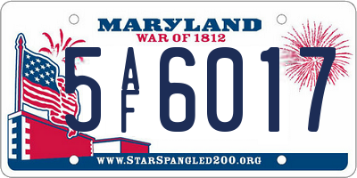 MD license plate 5AF6017