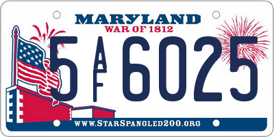 MD license plate 5AF6025