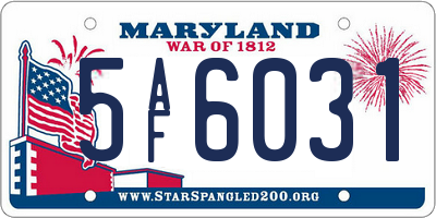 MD license plate 5AF6031