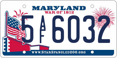 MD license plate 5AF6032