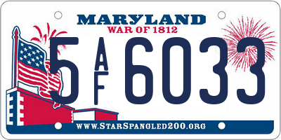 MD license plate 5AF6033