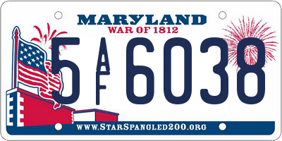 MD license plate 5AF6038