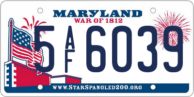 MD license plate 5AF6039