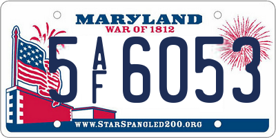 MD license plate 5AF6053