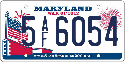 MD license plate 5AF6054