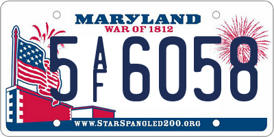 MD license plate 5AF6058