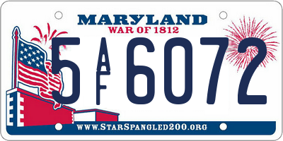 MD license plate 5AF6072