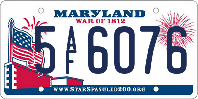 MD license plate 5AF6076