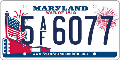 MD license plate 5AF6077