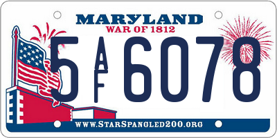 MD license plate 5AF6078