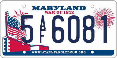 MD license plate 5AF6081
