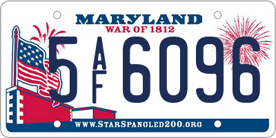MD license plate 5AF6096