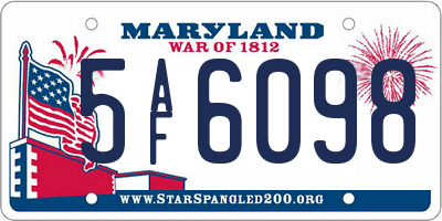 MD license plate 5AF6098