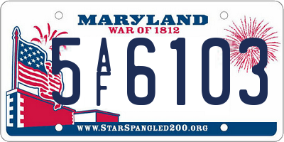 MD license plate 5AF6103
