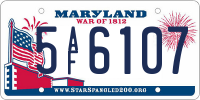MD license plate 5AF6107