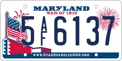 MD license plate 5AF6137