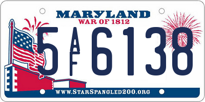 MD license plate 5AF6138