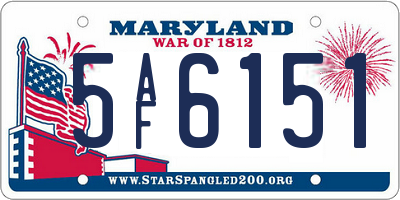 MD license plate 5AF6151