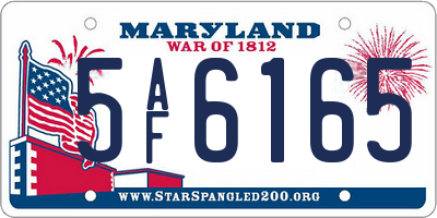 MD license plate 5AF6165