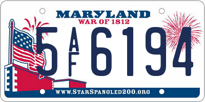 MD license plate 5AF6194